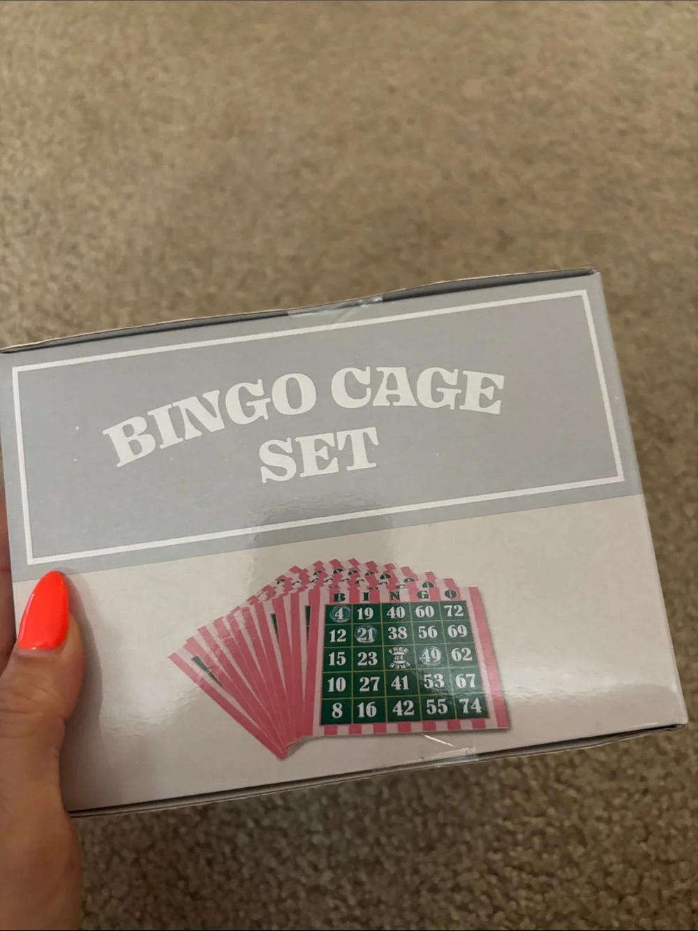 Source Unknown White Bingo Cage Set with Green & Pink Cards